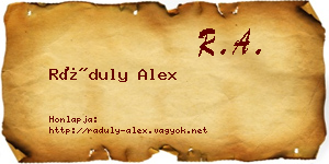 Ráduly Alex névjegykártya